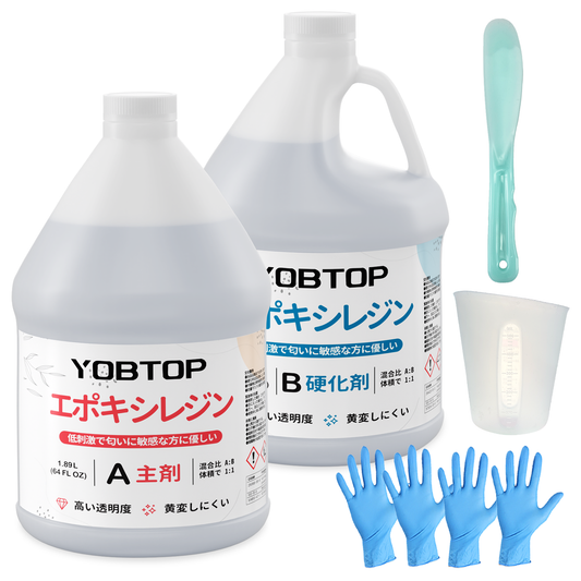 エポキシ樹脂 二液性レジン液 4.53kg/128ozエポキシ樹脂レジン液 大容量 体積比1:1 クリアコンタクトレジン液 セルフレベリング 自然硬化 耐黄変性 高硬度 高い光沢 DIY 手芸用品 セルフレべリング 汎用性 人気