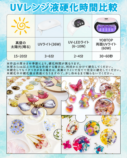 YOBTOP レジン液 500g uvレジン液 業務用 安い 高い透明 急速硬化 黄変なにくい UV/LED対応 ハードタイプ 低アレルギー性 低粘度  DIY手作り 業務用 工業用 プロ向け ジュエリー デザイン 用途広い