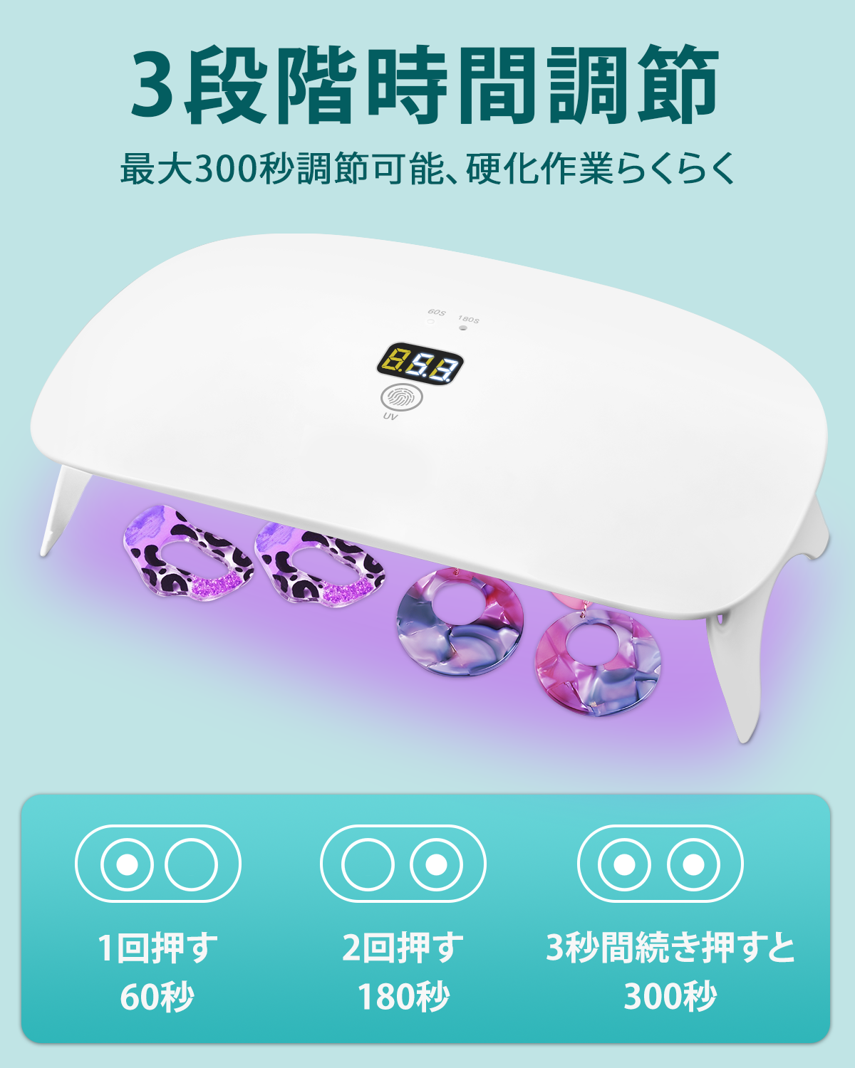 YOBTOP UVライト レジン用 硬化ライト 36W LEDネイルライト 折りたたみ式 ジェルネイル ライト UVレジンライト UVランプ 樹脂硬化用 UVレジンキット ジュエリー作り DIY クラフト