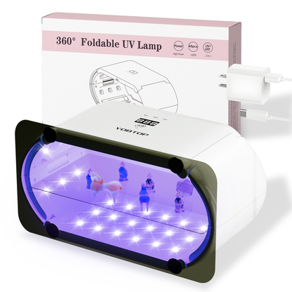 YOBTOP UVライト 両面照射 48個LED搭載 4段階時間調節（60秒～600秒） デジタル表示 UVランプ 両面ライト レジン用  分離式 UV遮光板付き
