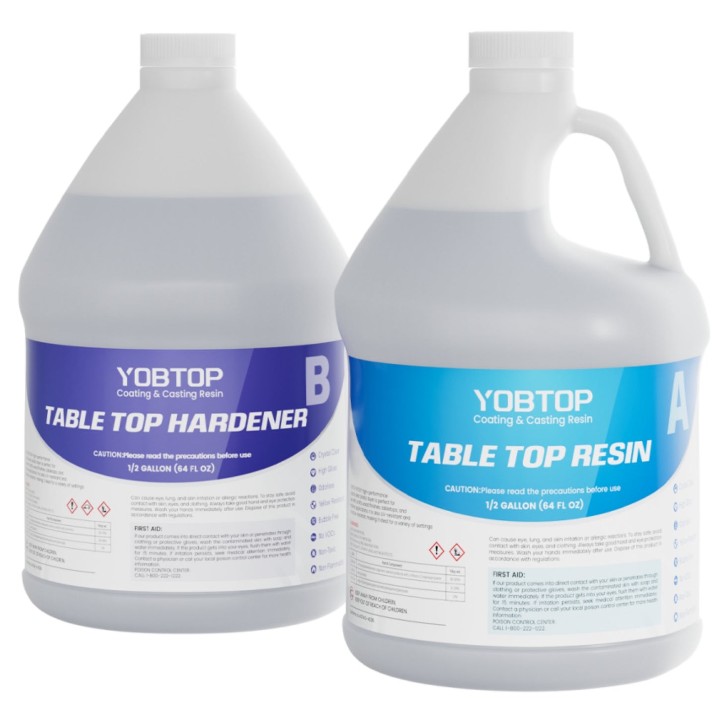 YOBTOP エポキシ樹脂 2液性レジン液 4.3kg/128oz エポキシ樹脂レジン液 ハードタイプ 大容量 体積比1:1 操作簡単 透明度が高い 高硬度 黄変しにくい 自然硬化 各種DIY 手芸用品